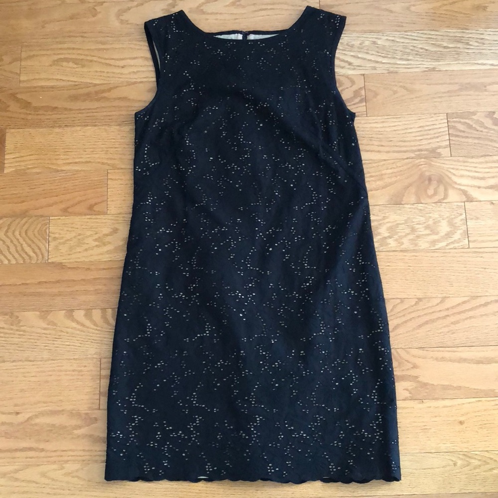Sleeveless black eyelet dress